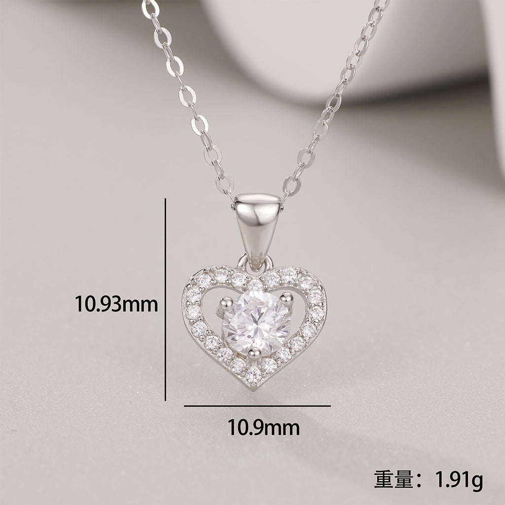 Damen Halskette mit herzförmigem Anhänger und funkelnden Zirkoniasteinen Shop Nory