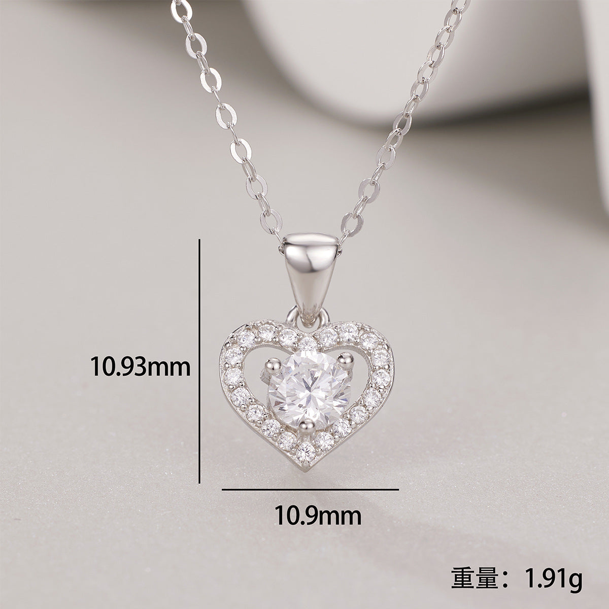 Damen Halskette mit herzförmigem Anhänger und funkelnden Zirkoniasteinen Shop Nory