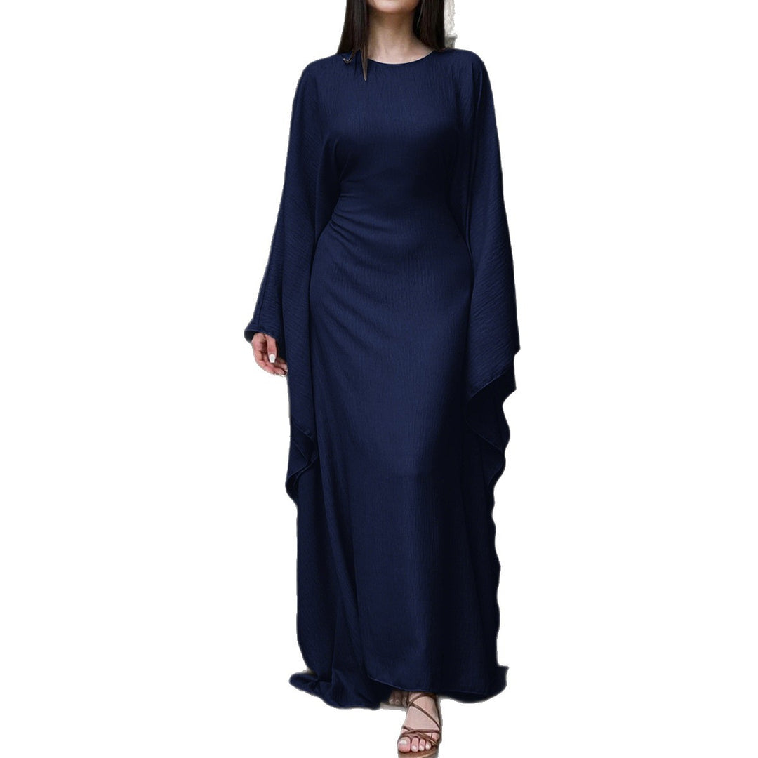 Damen nan fließendes Maxikleid mit weiten drapierten Ärmeln aus Viskosemix Shop Nory