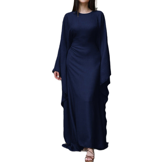 Damen nan fließendes Maxikleid mit weiten drapierten Ärmeln aus Viskosemix Shop Nory