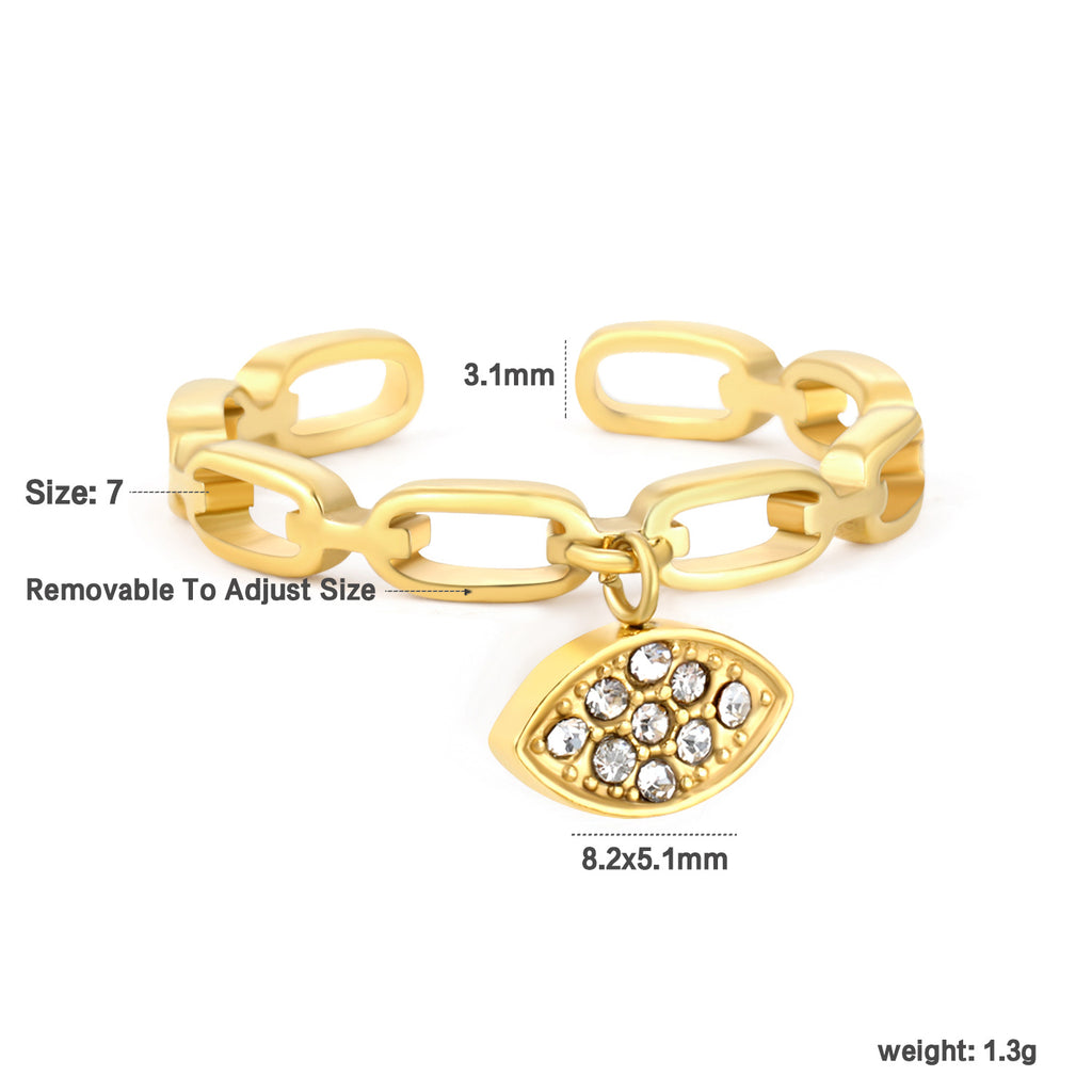 Damen verstellbarer Ring mit charmantem Augenanhänger und funkelnden Zirkonsteinen Shop Nory