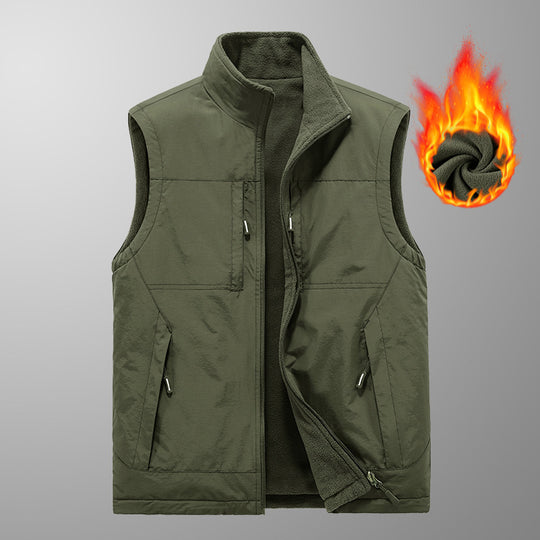 Herren wattierte Thermo-Fleece Weste mit wasserabweisender Nylon‑Shell und hohem Stehkragen Shop Nory