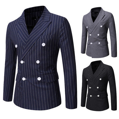 Herren elegante Doppelreiherjacke mit Nadelstreifen