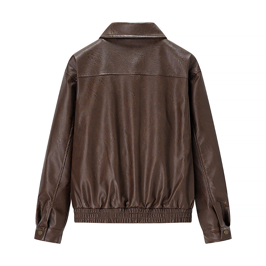 Damen Oversized-Kunstlederblouson mit Hemdkragen, aufgesetzten Pattentaschen und verdeckter Reißverschlussleiste Shop Nory