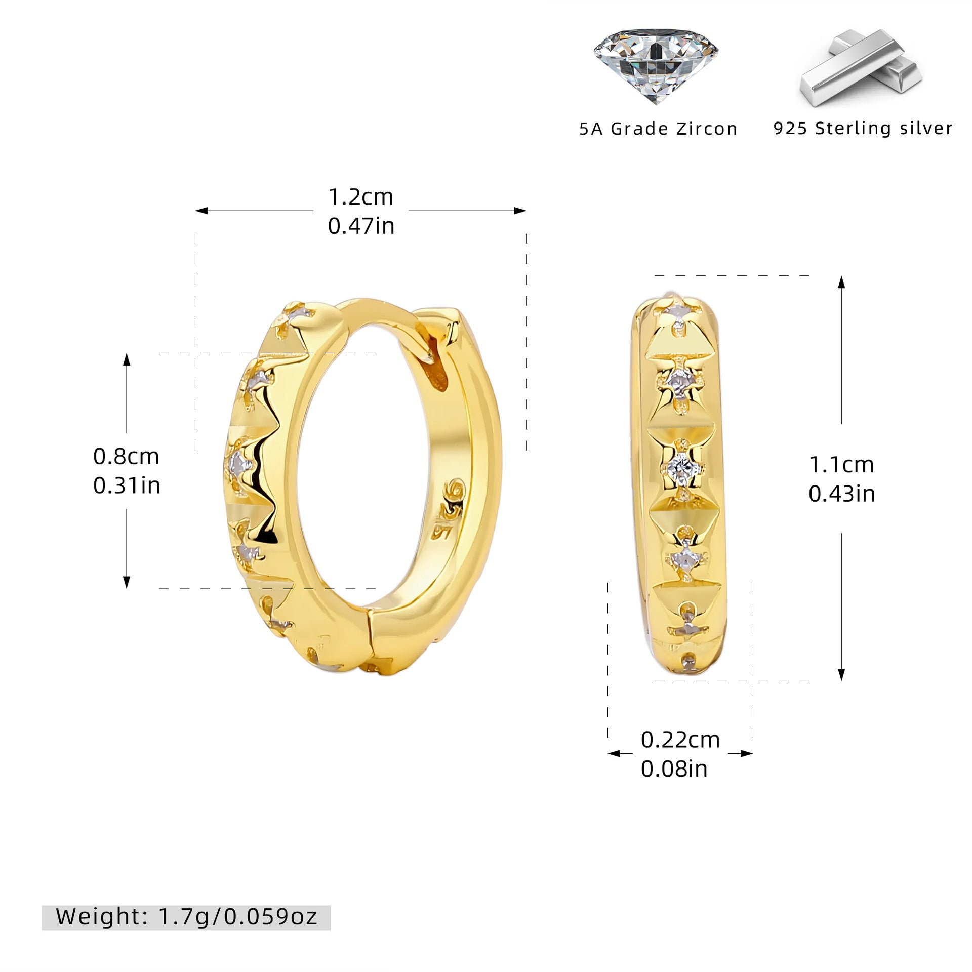 Damen Ohrhänger mit eleganten Zirkon-Details aus hochwertigem 925 Sterlingsilber Shop Nory