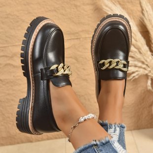 Damen Modische Lack-Loafer mit übergroßer Schleife und grober Profilsohle Shop Nory