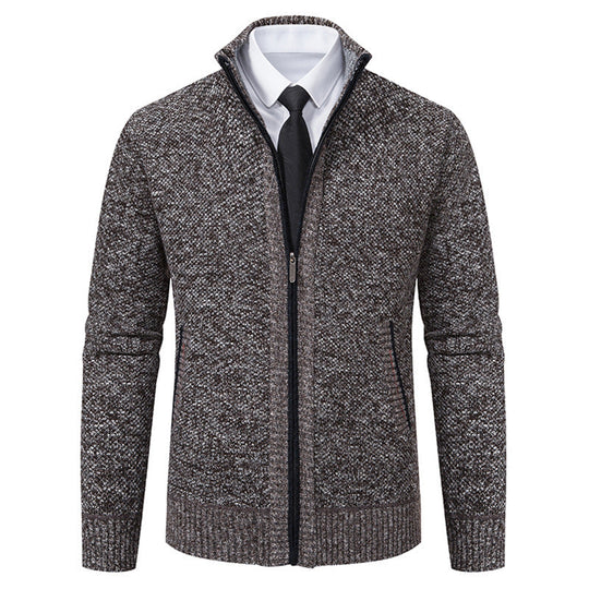 Herren elegante Strickjacke mit durchgehendem Reißverschluss und strukturiertem Design