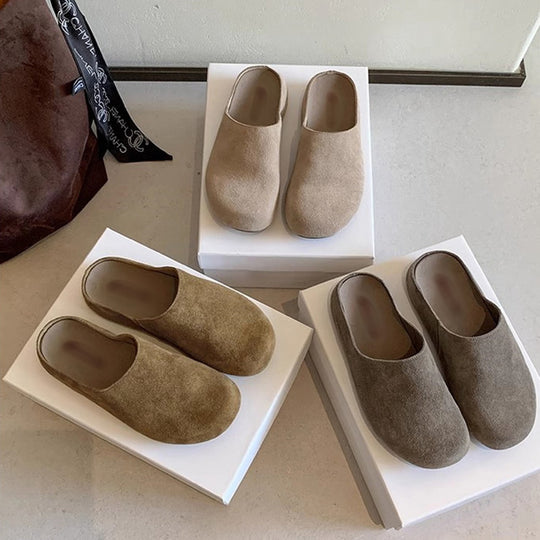 Damen Geschlossene Veloursleder-Pantolette mit gepolstertem Komfortfußbett Shop Nory