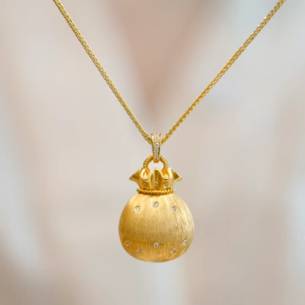 Damen Halskette mit ansprechendem Anhänger in Form eines Beutels Shop Nory
