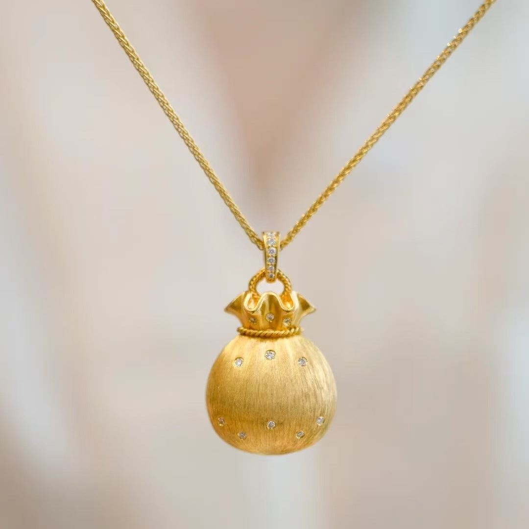 Damen Halskette mit ansprechendem Anhänger in Form eines Beutels Shop Nory
