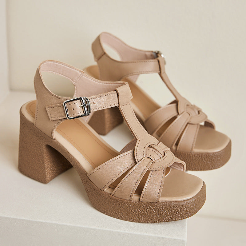 Damen Elegante Plateau-Sandaletten mit verstellbarem Riemen und komfortablem Blockabsatz
