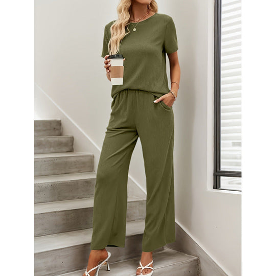 Damen Kurzarm-Overall mit Rüschendetails und Bindegürtel