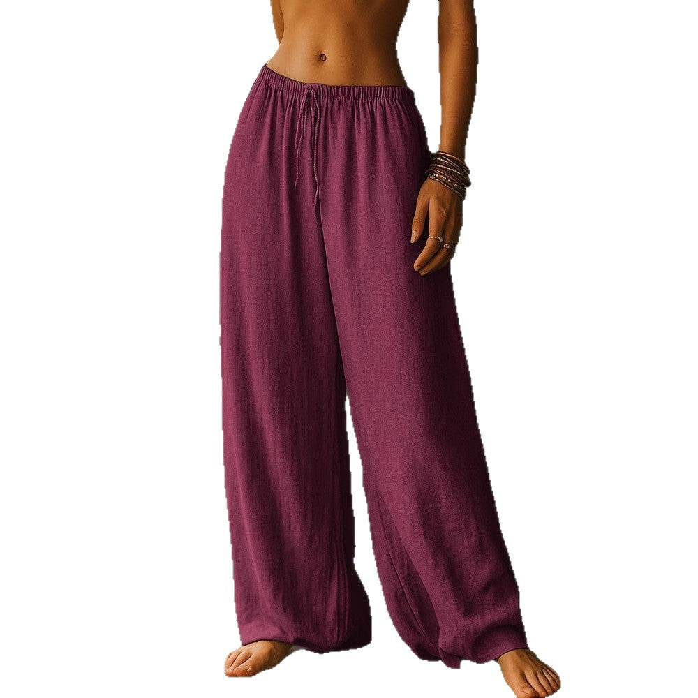 Damen Leichte Leinenhose mit weitem Bein und Kordelzug Shop Nory