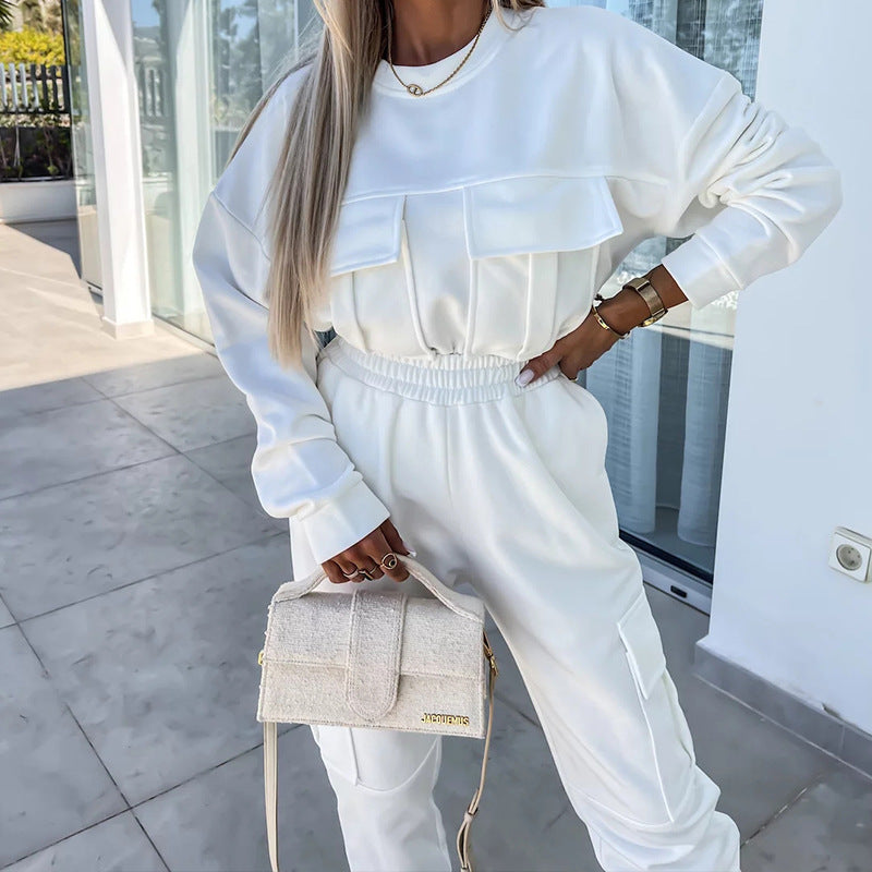 Damen Cargo-Loungewear-Set aus weicher Baumwollmischung mit hoher Taille und aufgesetzten Cargo-Taschen Shop Nory