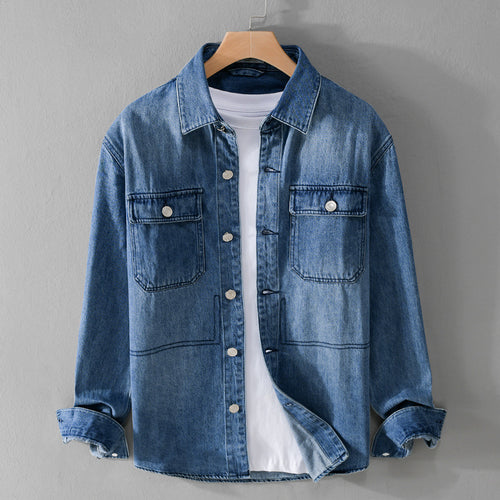 Herren Denim-Utility-Hemdjacke mit Brusttaschen und legerer Passform Shop Nory