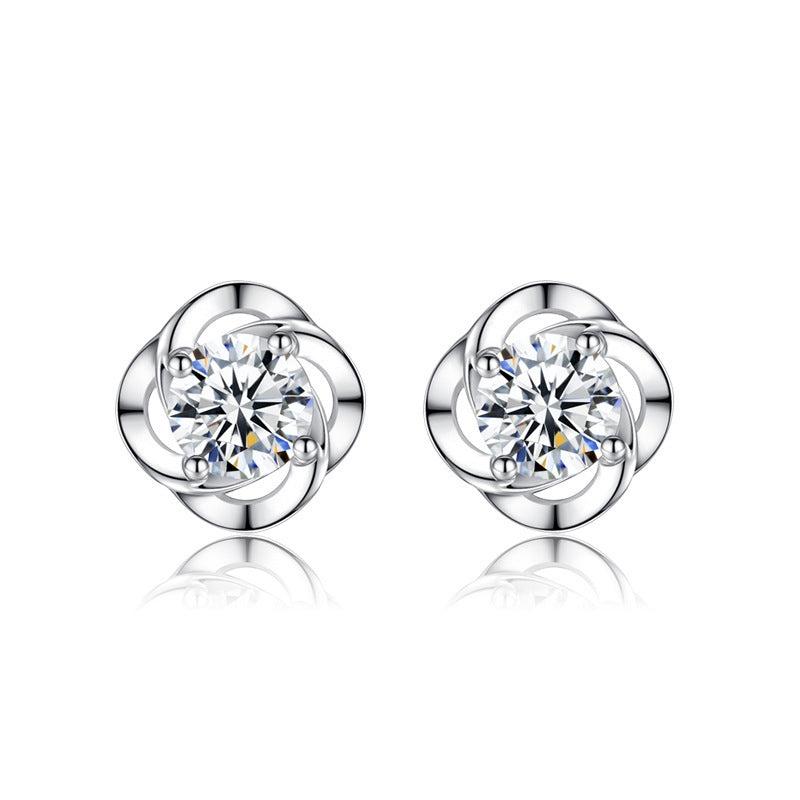 Damen Glitzernde Ohrstecker im floralen Stil Shop Nory