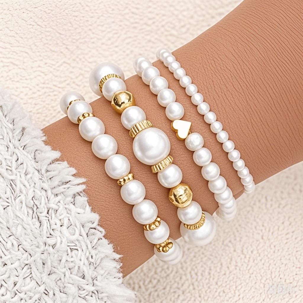 Damen Perlenarmband-Set mit filigranen und eleganten Details Shop Nory