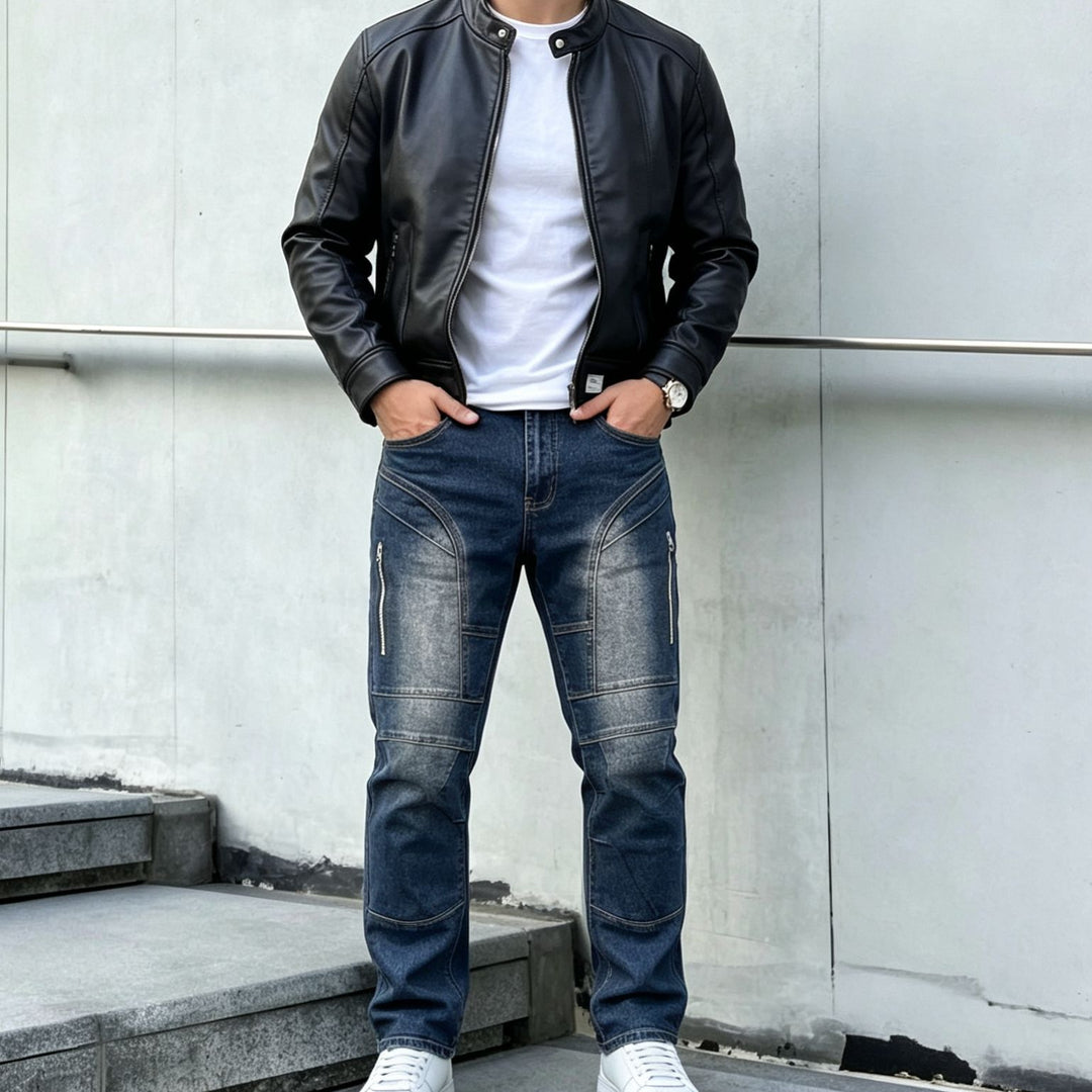 Herren Modische Cargo-Jeans mit Reißverschluss Shop Nory