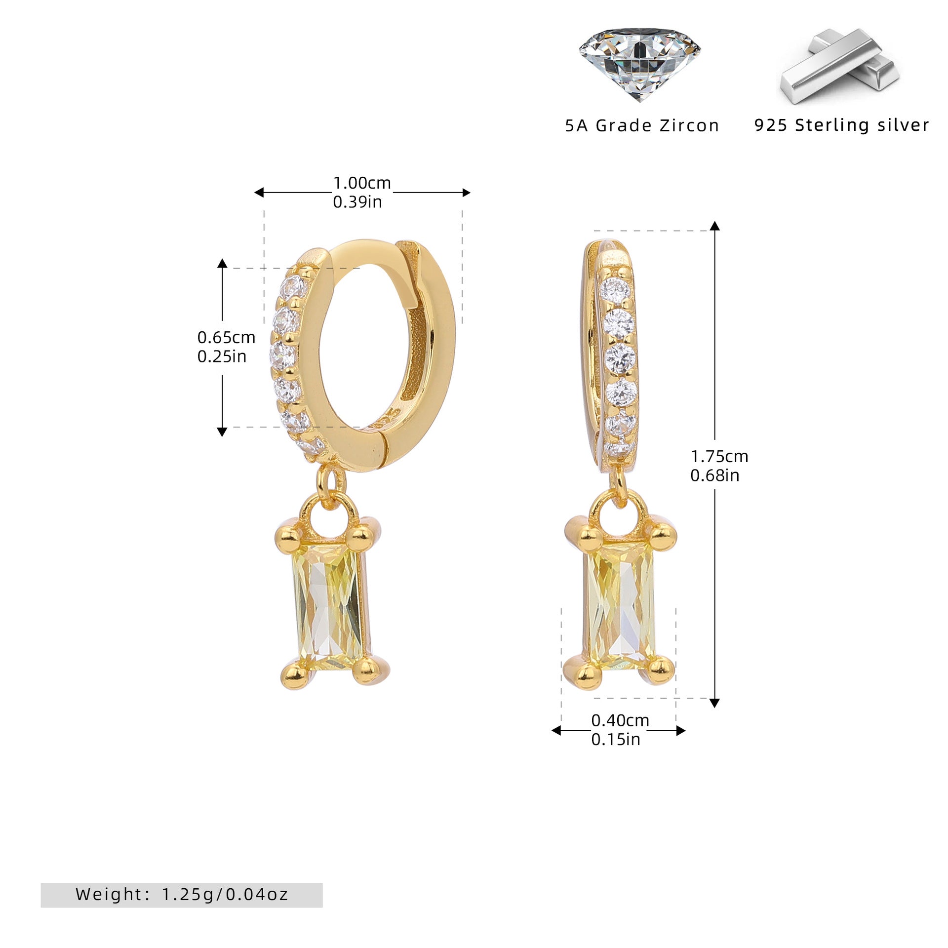 Damen Ohrstecker mit funkelnden Zirkon-Anhängern und hochwertigem 925 Sterling Silber Shop Nory