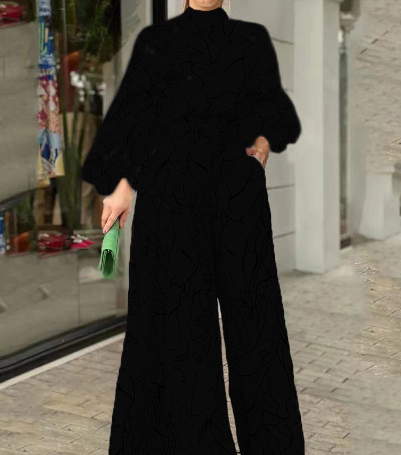 Damen Eleganter Longline Jumpsuit mit Stehkragen, Ballonärmeln und Seitentaschen Shop Nory