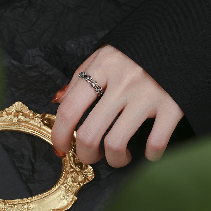 Damen Ring aus hochwertigem Edelstahl mit floralem Design Shop Nory