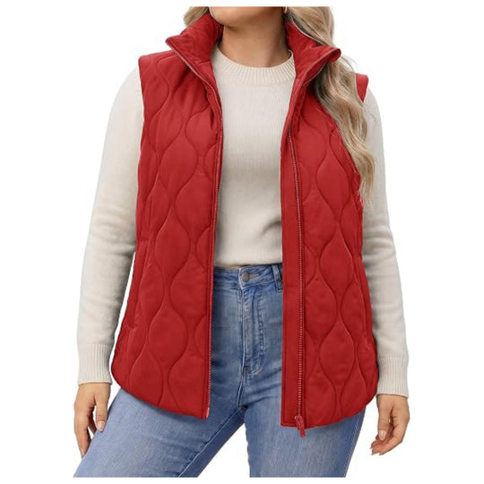 Damen gesteppte Weste mit hohem Kragen, figurfreundlicher Silhouette und Eingrifftaschen Shop Nory
