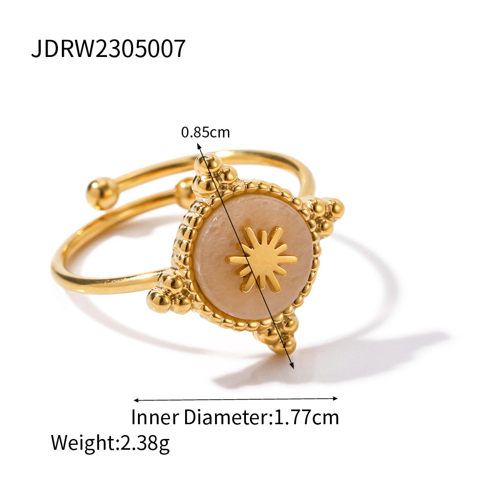 Damen Offener Ring mit floralem Design und hochwertiger Edelstahlverarbeitung Shop Nory