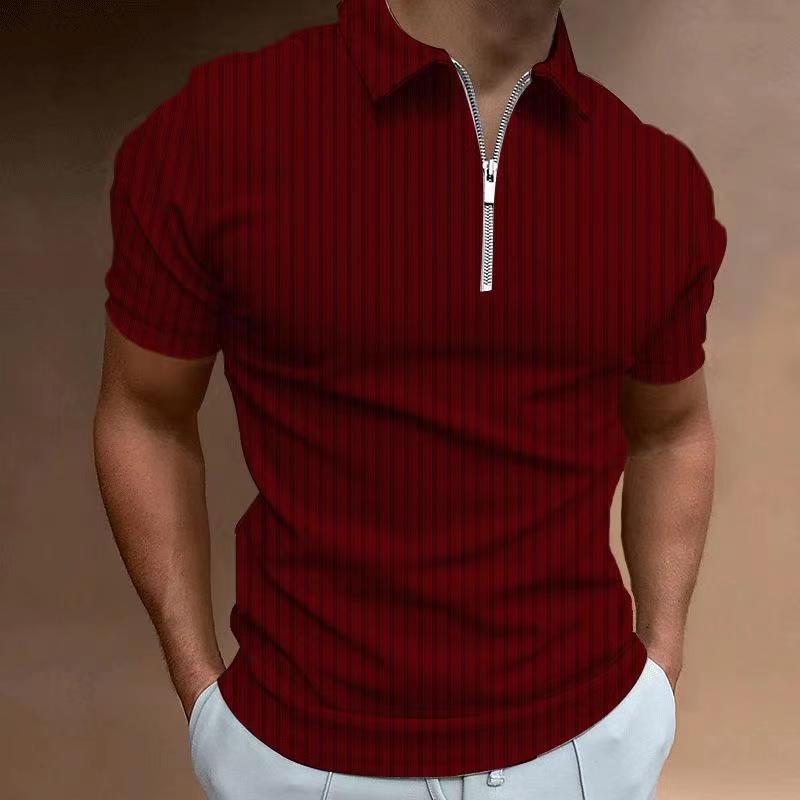 Herren Kurzarm Polo-Hemd mit Reißverschluss und strukturiertem Design