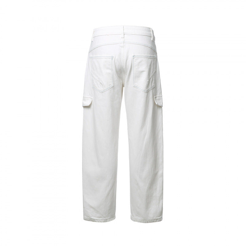 Damen Hochtaillierte Cargo-Hose entspannte Passform mit Klappentaschen und rohem Saum Shop Nory