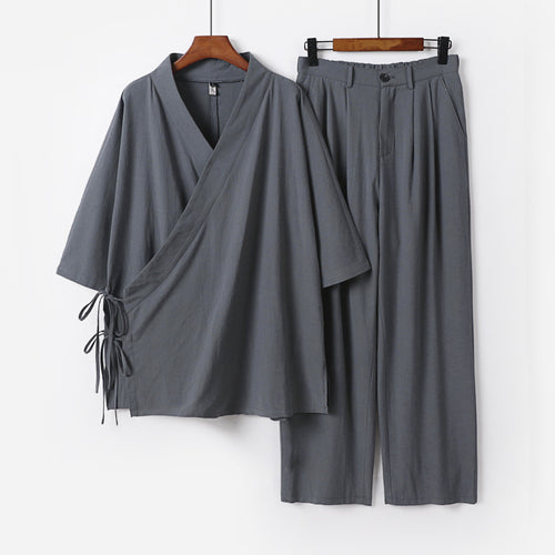 Unisex Kimono-Freizeit-Set mit Wickeloberteil und elastischer Bundhose Shop Nory