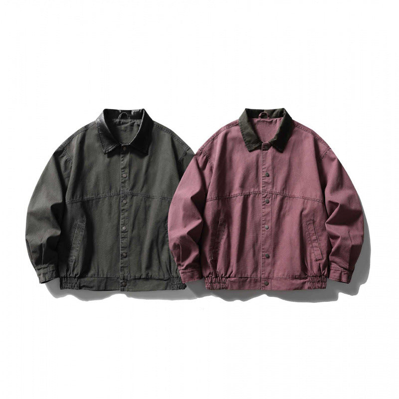 Unisex Kastenförmige Overshirt‑Jacke aus Baumwoll‑Canvas mit Cordkragen, Druckknopfleiste und elastischem Saum Shop Nory
