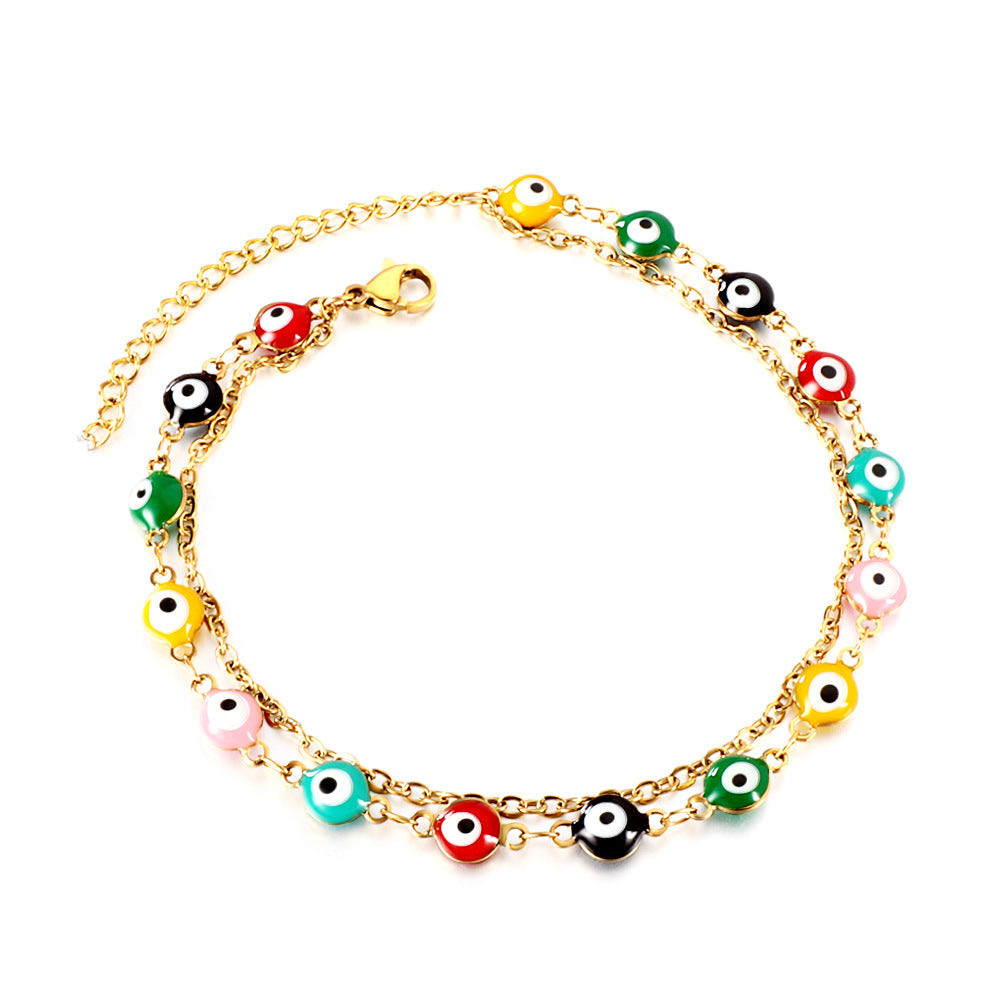 Damen Armband aus Edelstahl mit bunten Perlen und Sternenanhängern Shop Nory