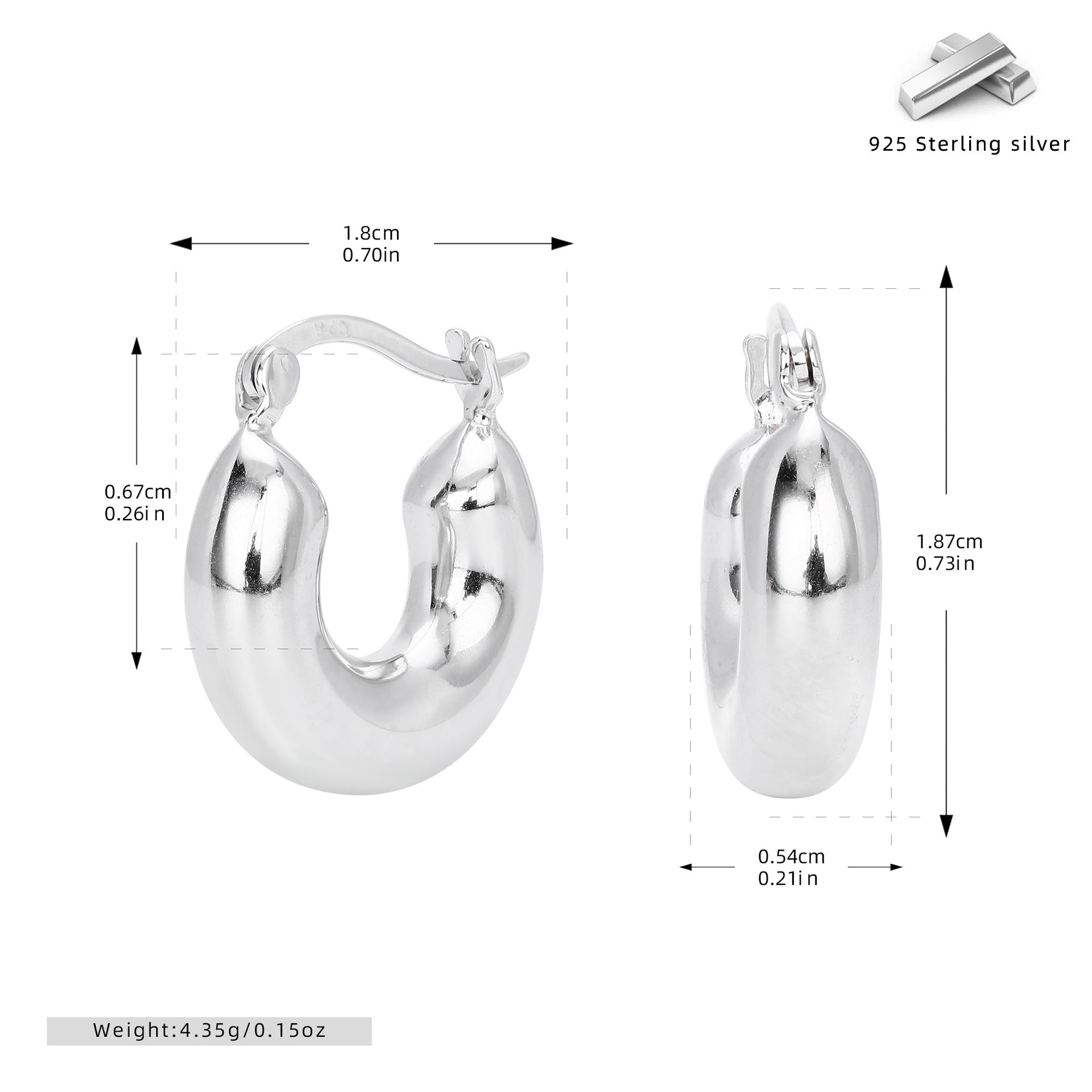 Damen Creolen aus hochwertigem 925 Sterling Silber mit elegantem Design Shop Nory