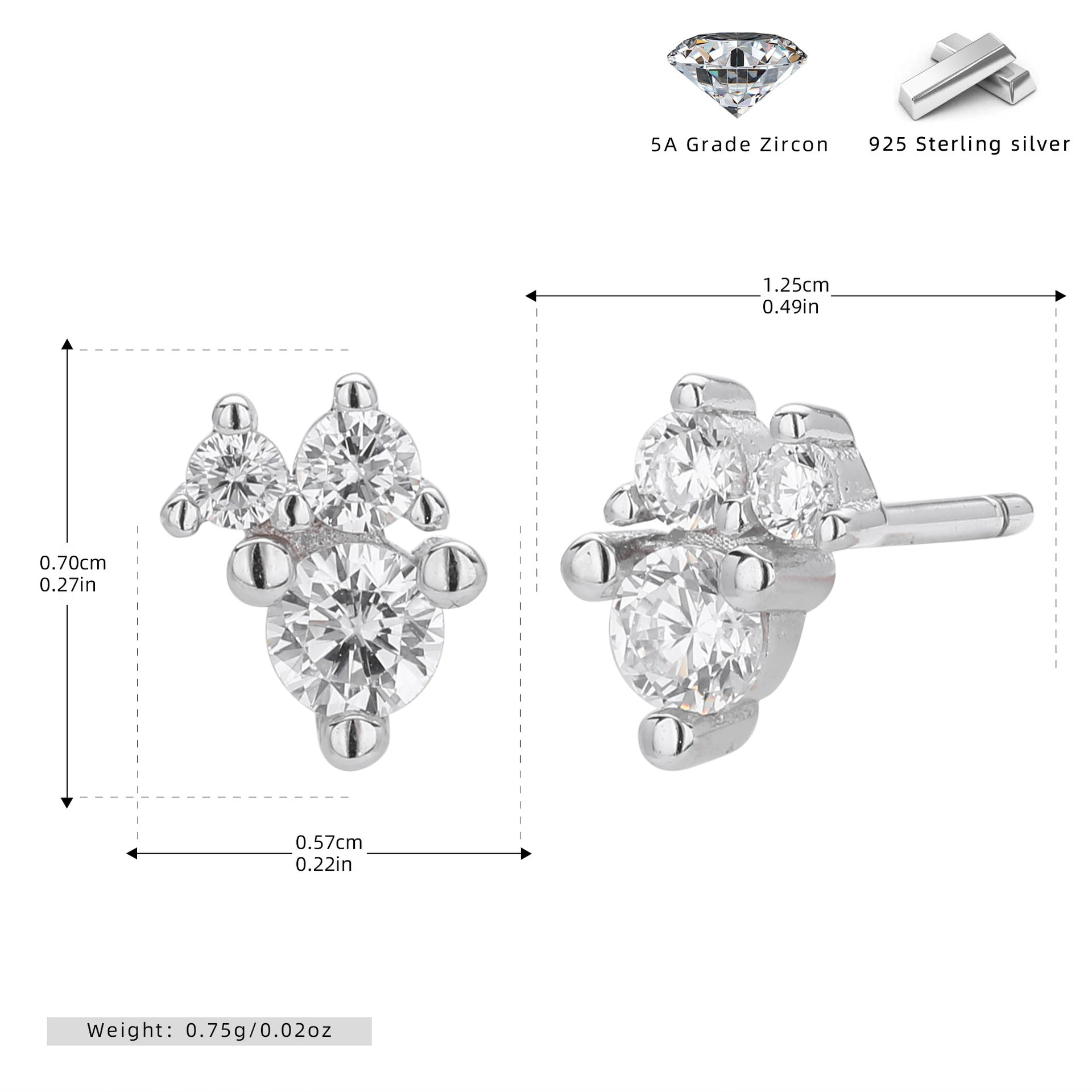Damen Ohrstecker mit funkelnden 5A Zirkonsteinen und hochwertigem 925 Sterling Silber Shop Nory