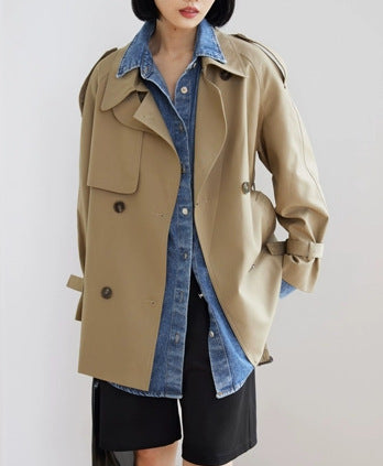 Damen Modische Trenchjacke mit doppeltem Knopfverschluss Shop Nory