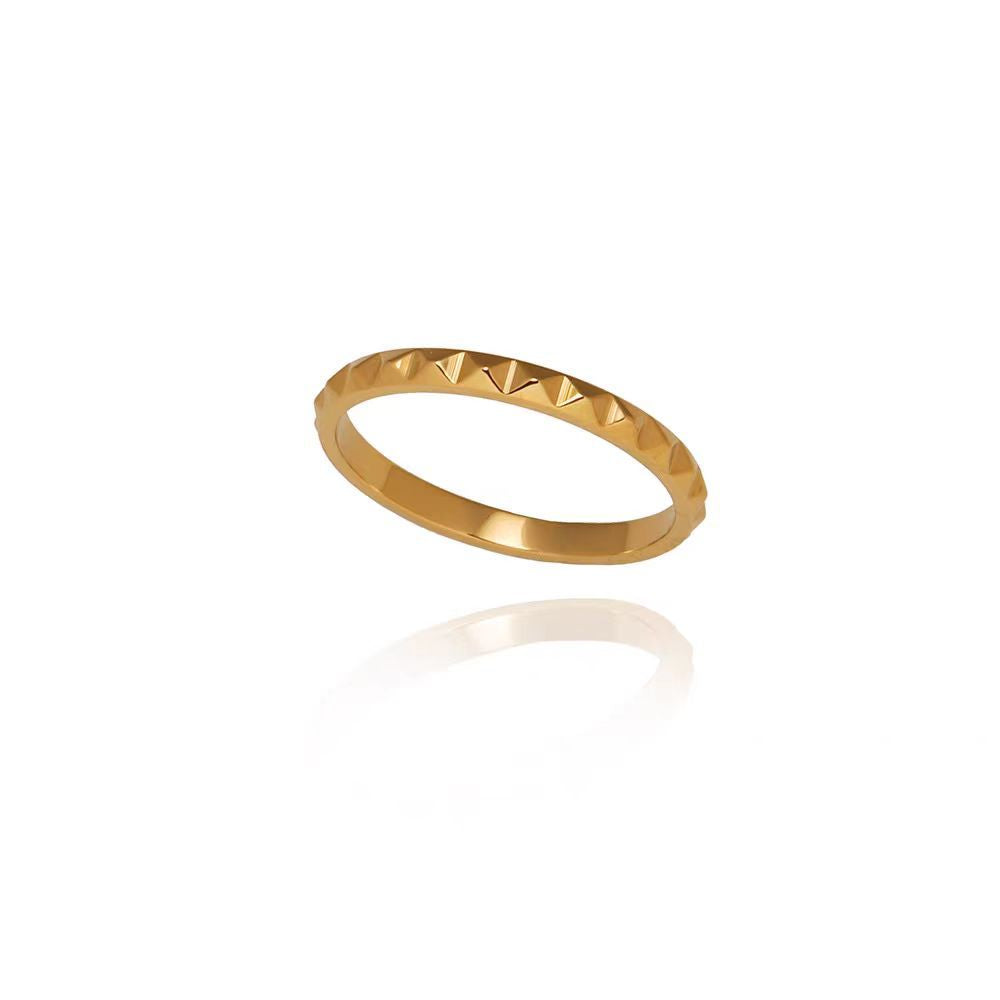Damen Texturiertes Pyramidendesign Stapelring Shop Nory