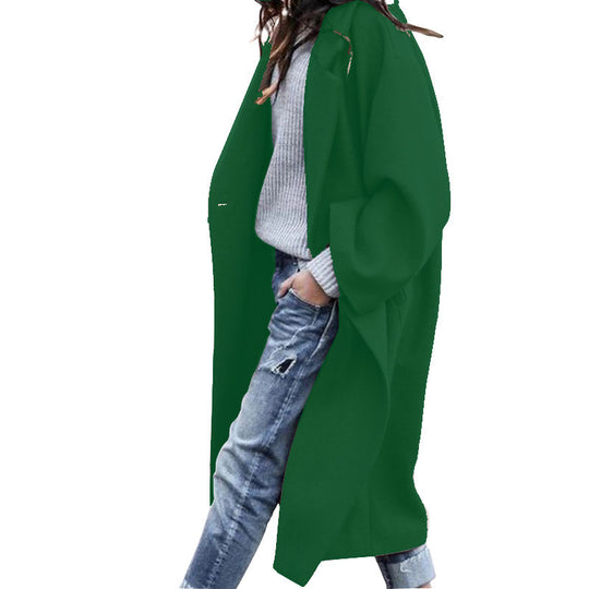 Damen Oversize Wollmantel mit fallender Schulter, offener Front und Eingrifftaschen Shop Nory