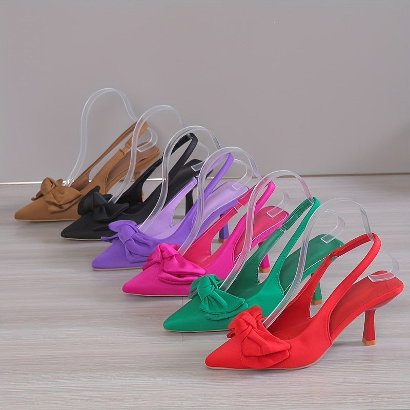 Damen elegante Slingback-Pumps mit dekorativem Schleifen-Detail