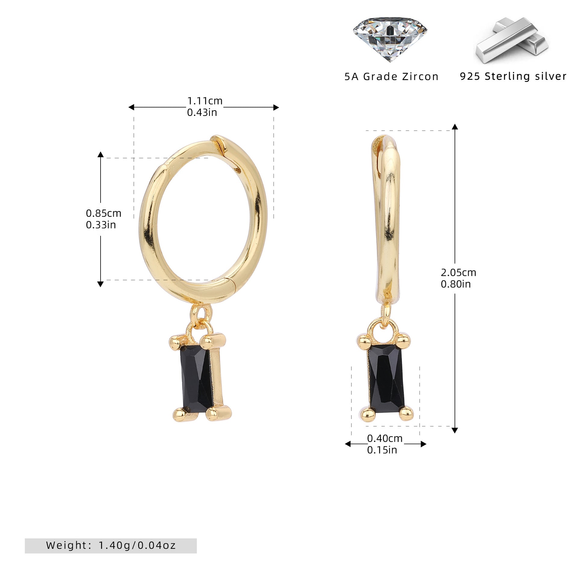 Damen Ohrhänger mit verführerischem Zirkonanhänger aus hochwertigem 925 Sterling Silber Shop Nory