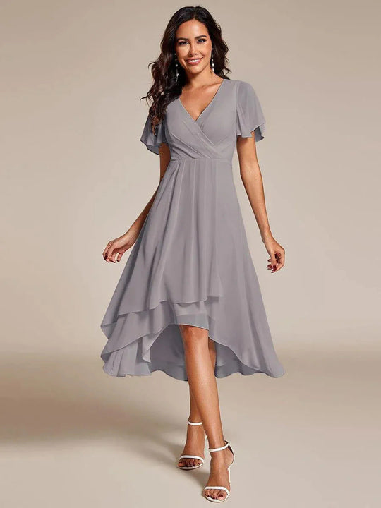 Damen Elegantes Wickelkleid mit asymmetrischem Saum ShopNory
