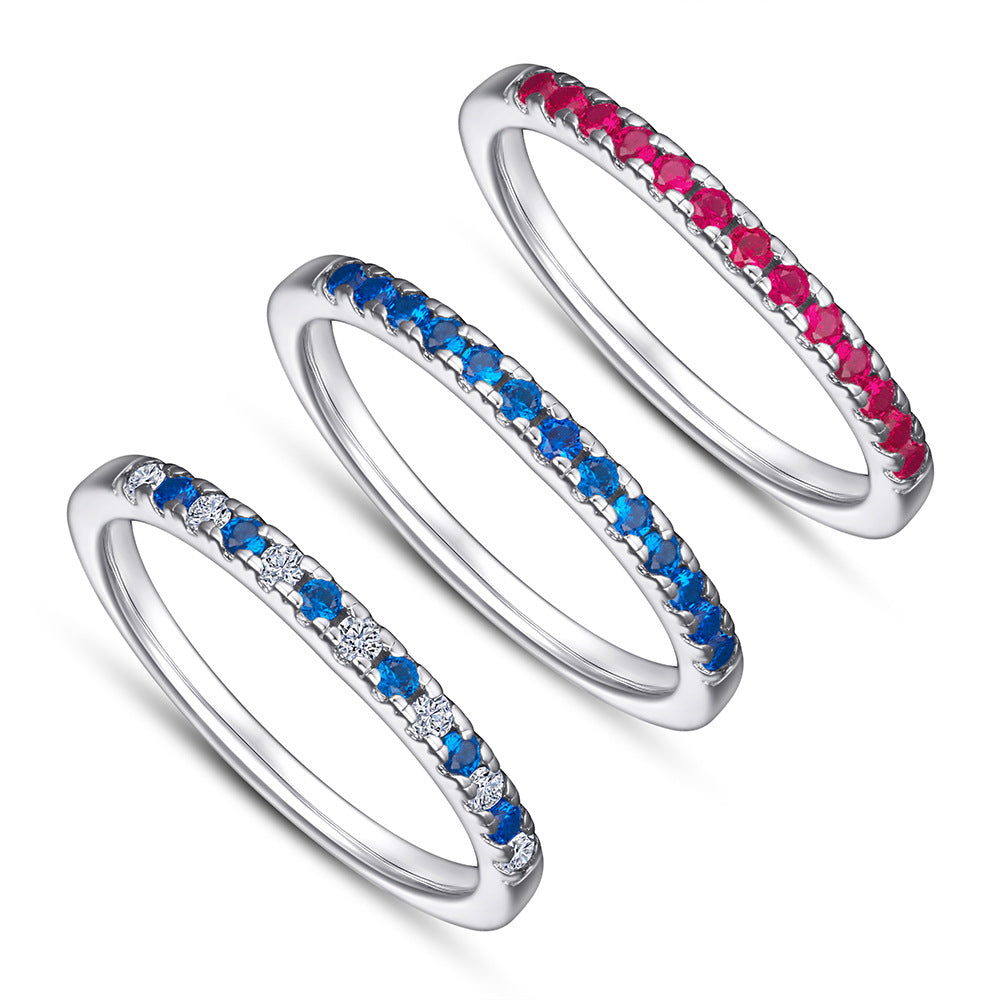 Damen hochwertiger Eternity-Ring mit leuchtenden blauen Zirkonia Shop Nory