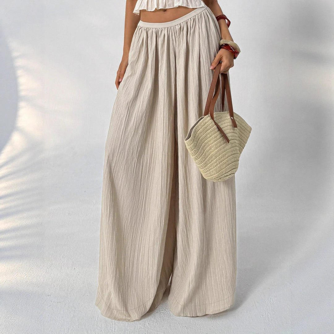 Damen Leichte Leinenhose im Palazzo‑Style mit weitem Bein und elastischem Bund Shop Nory