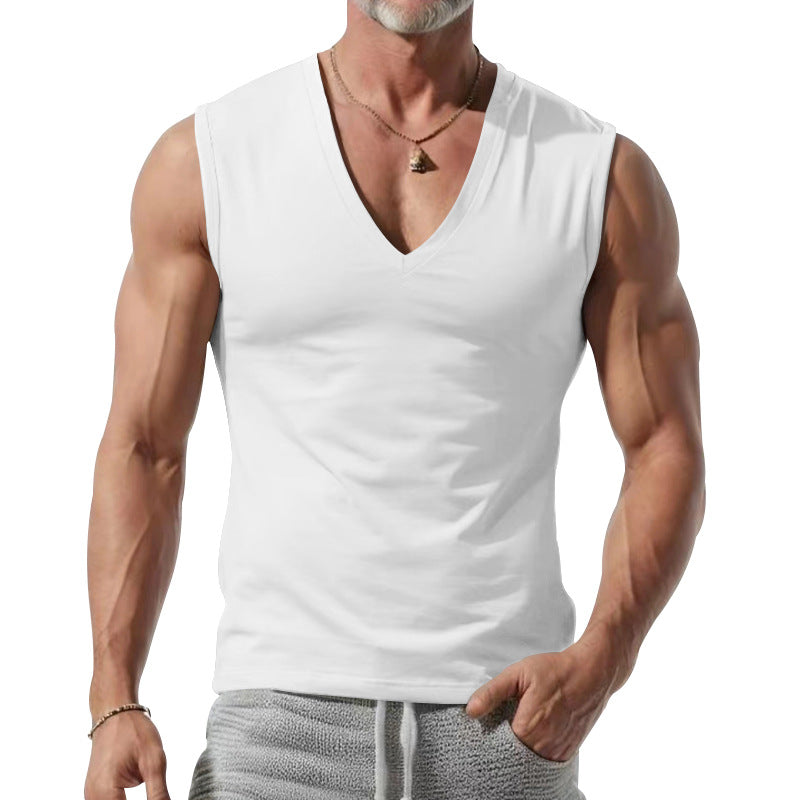 Herren nan figurbetontes ärmelloses V-Ausschnitt Muskelshirt