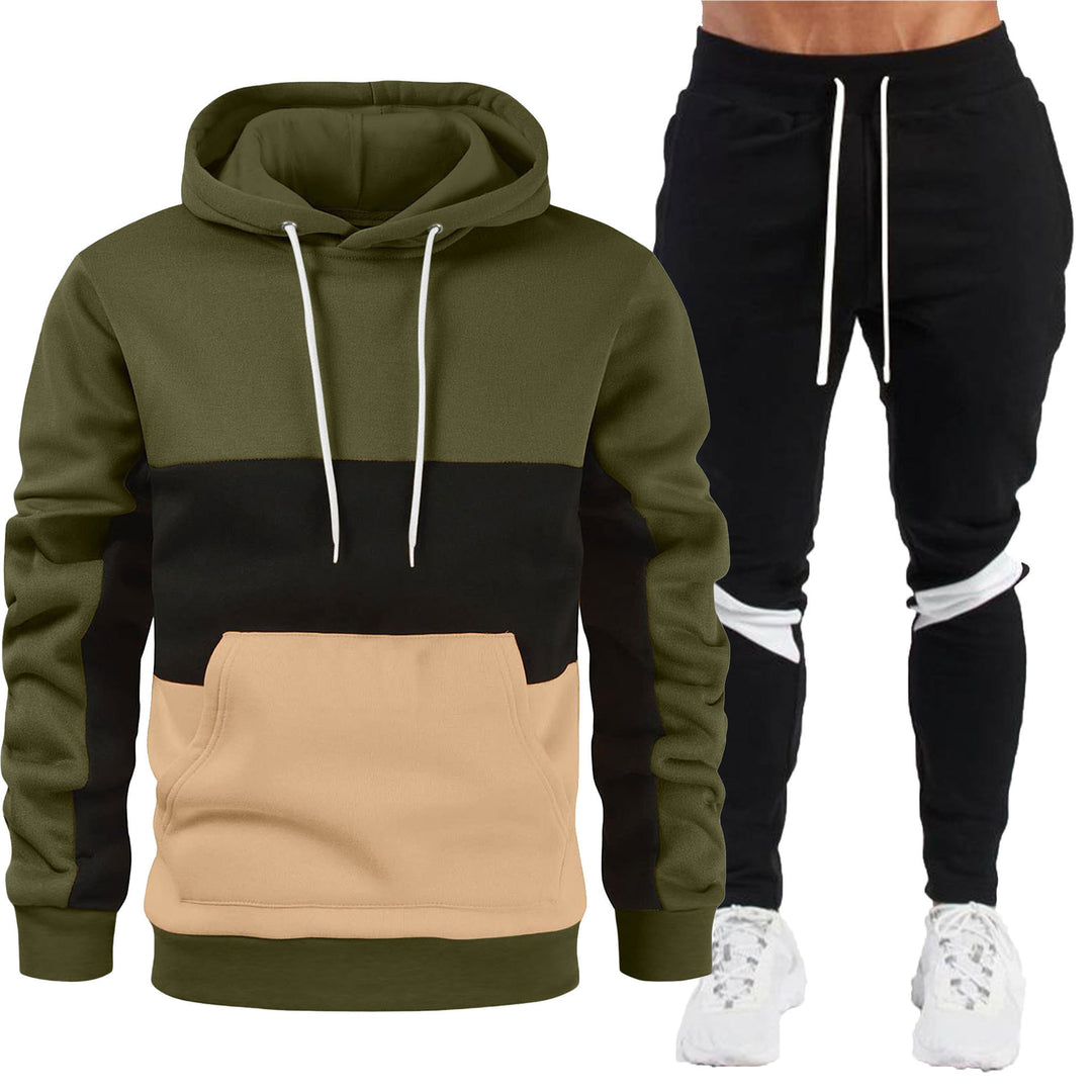 Herren nan sportives Hoodie- und Jogginghose-Set mit Kontrastblenden, Kängurutasche, elastischem Bund und schmal zulaufendem Bein Shop Nory
