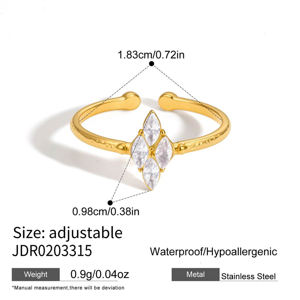 Damen Offenes Ring mit floralen Zirkonia-Details Shop Nory