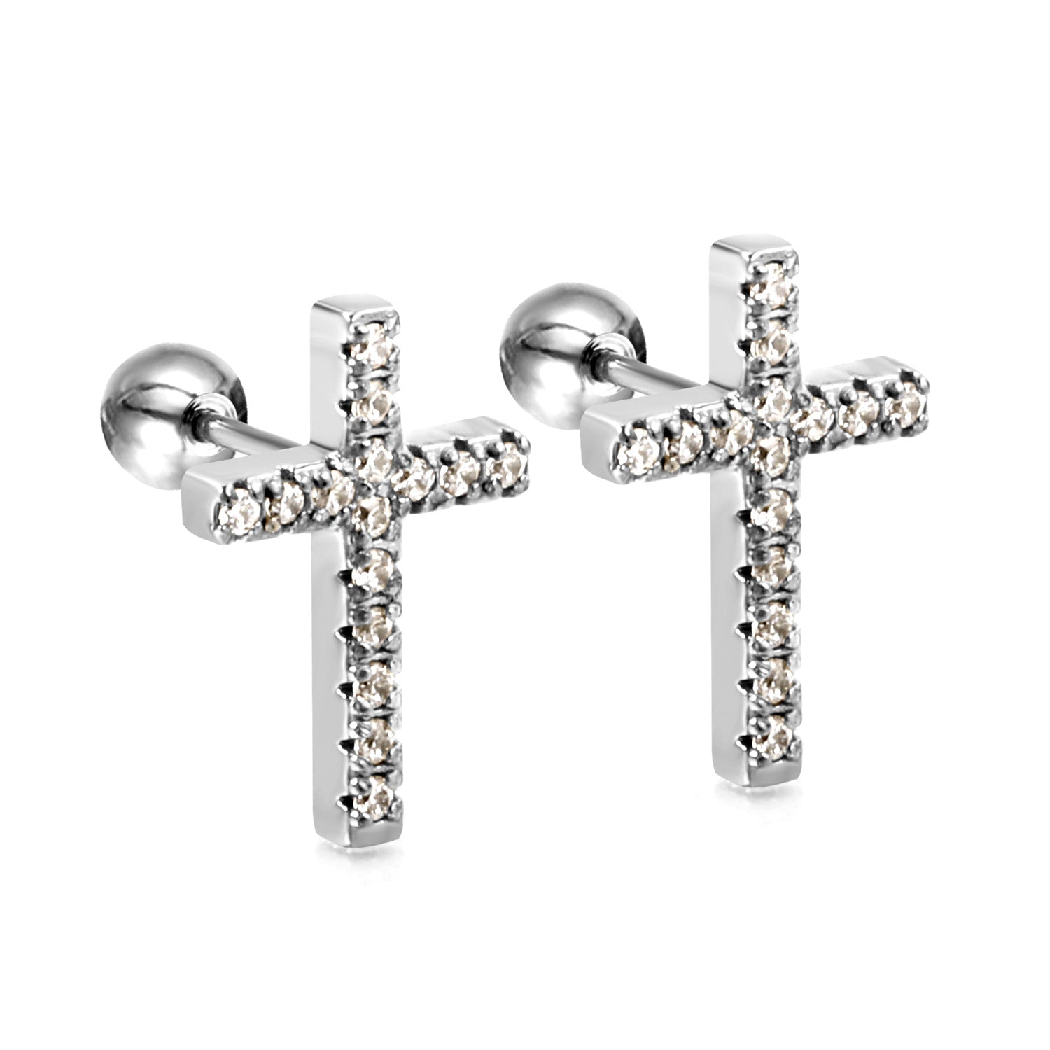 Damen Ohrringe mit Kreuzdesign und funkelnden Zirkonia Shop Nory