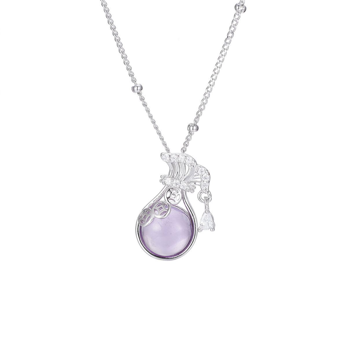 Damen elegante Halskette mit kunstvollem Anhänger und funkelnden Zirkonia Shop Nory