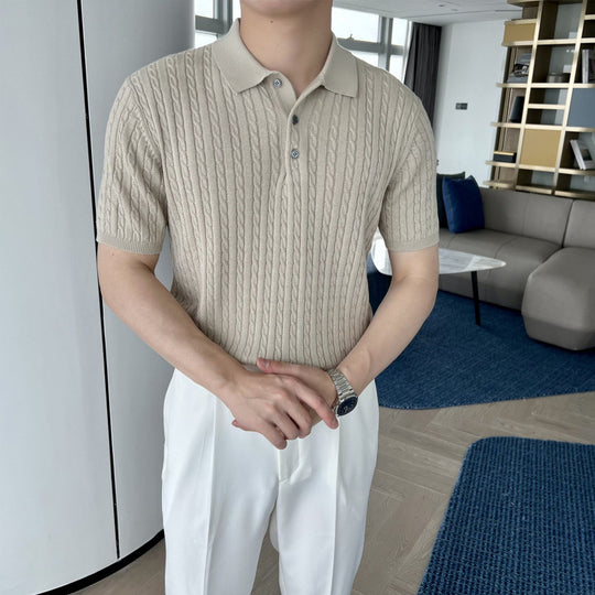 Herren Modisches Kurzarmstrickpoloshirt Shop Nory