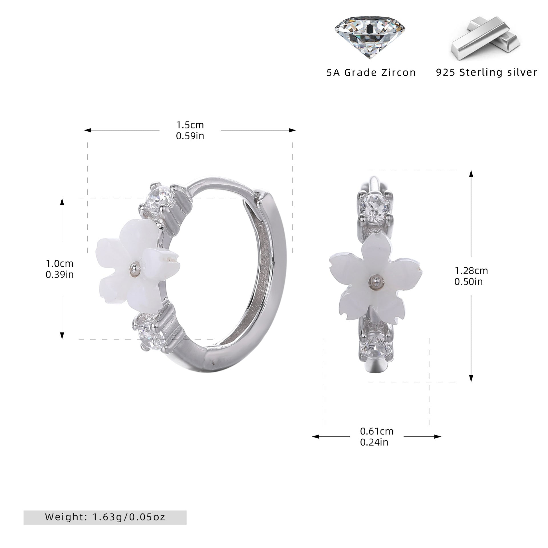 Damen Ohrhänger mit blütenförmigem Design und funkelnden Zirkon-Akzenten Shop Nory