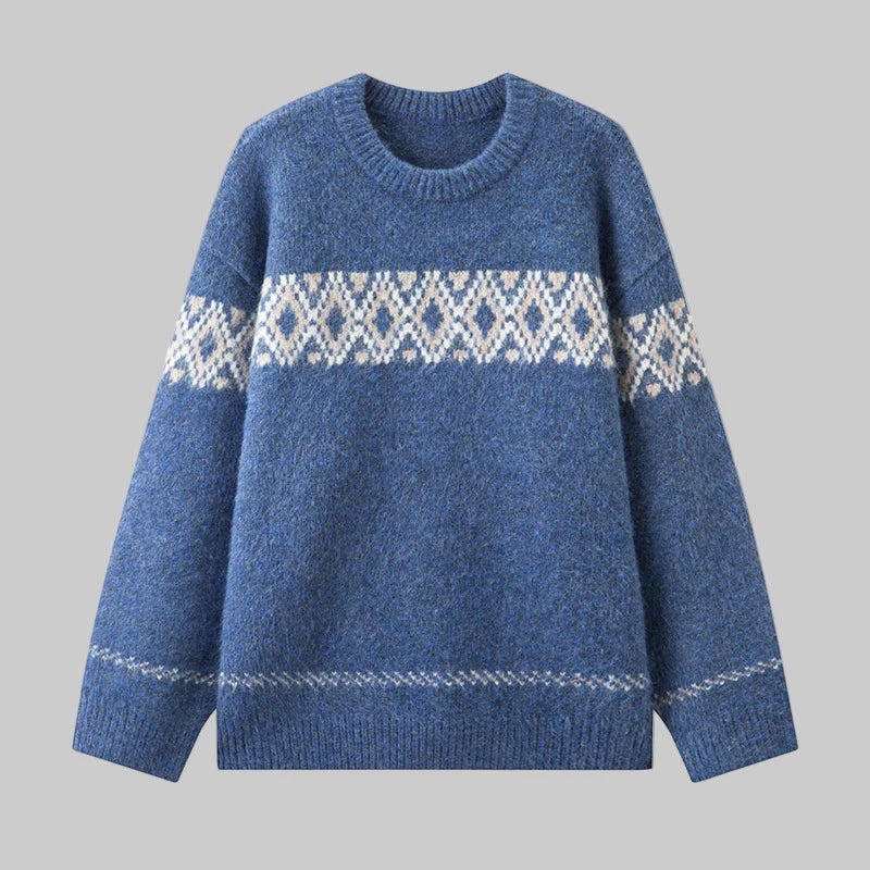 Damen nan Norwegerpullover aus Wollmix mit Rundhalsausschnitt und traditionellem Fair-Isle-Yoke Shop Nory